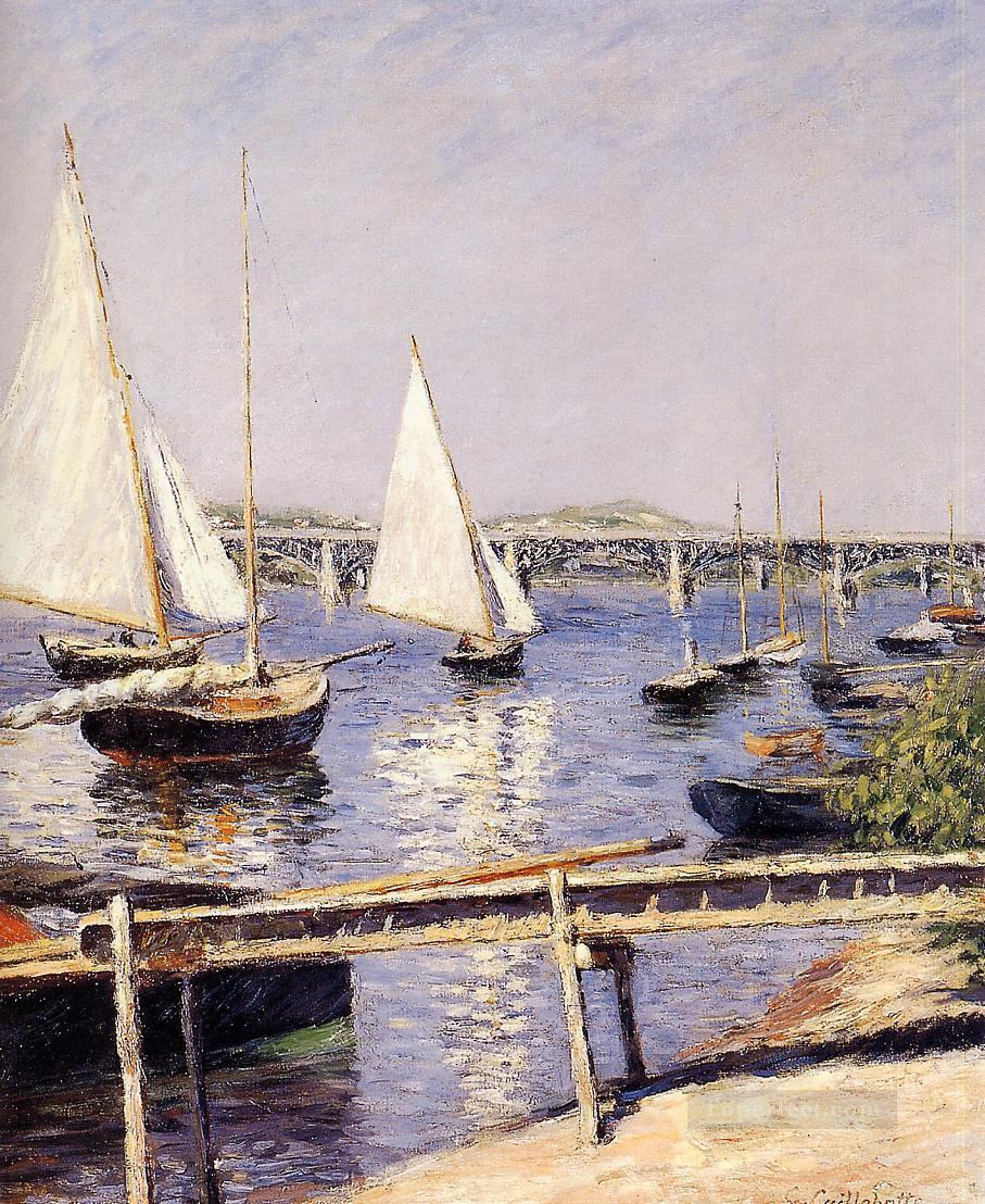 Sailing Boats at Argenteuil Impressionists seascape Gustave Caillebotte Oil Paintings